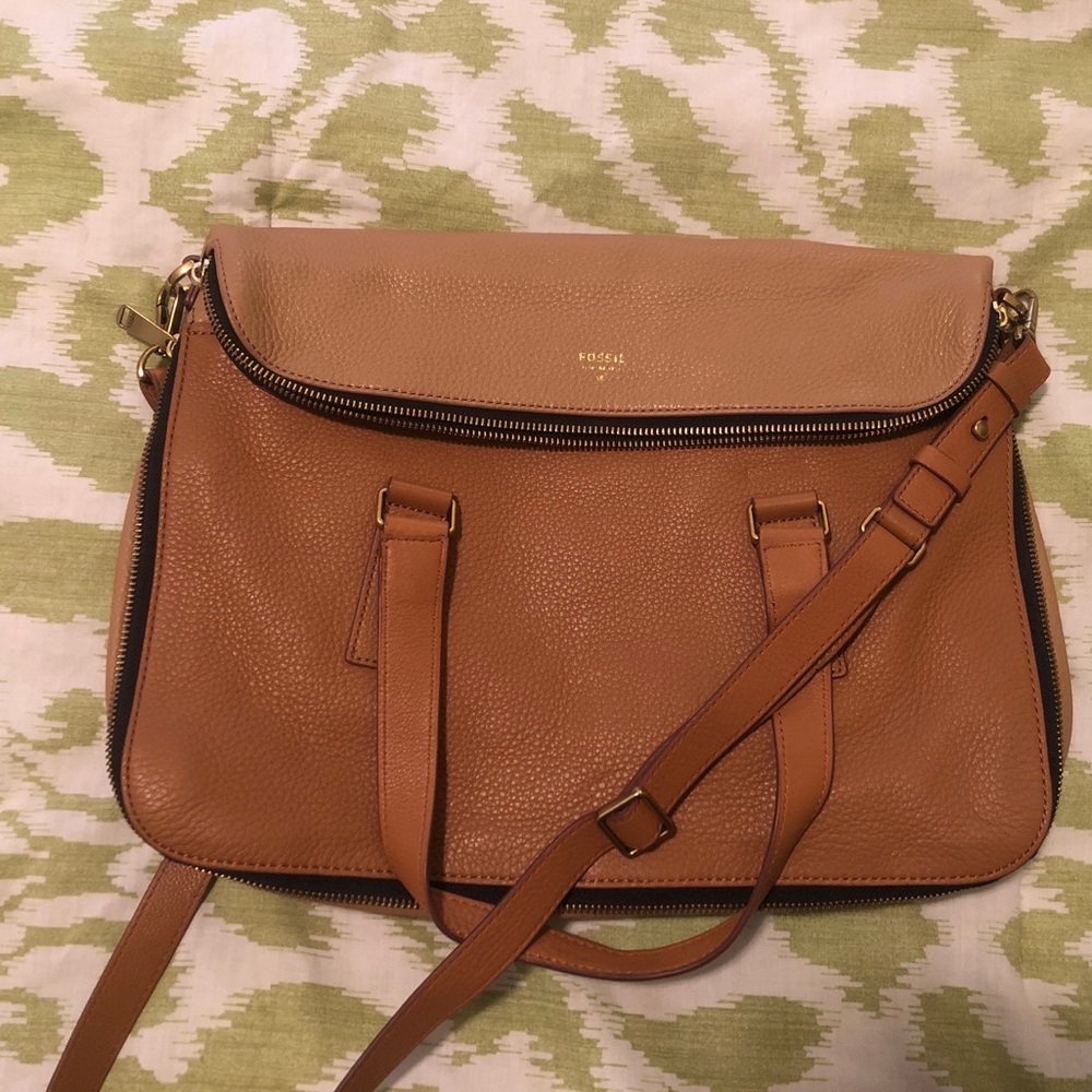 Fossil cognac two tone shoulder bag